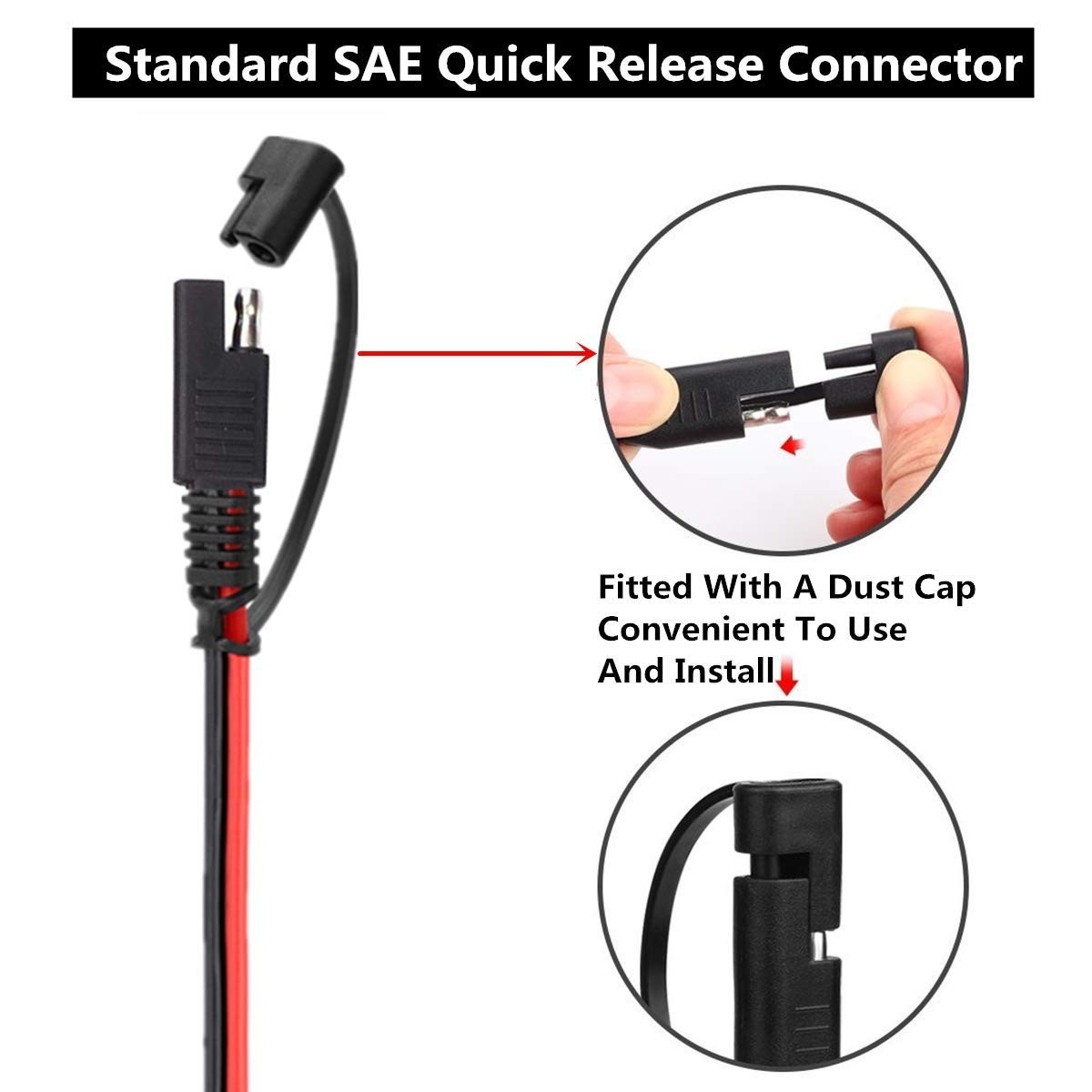 4 PCS 12V SAE TO SAE Quick Disconnect Extension Cable With DC Connection Cord Pl