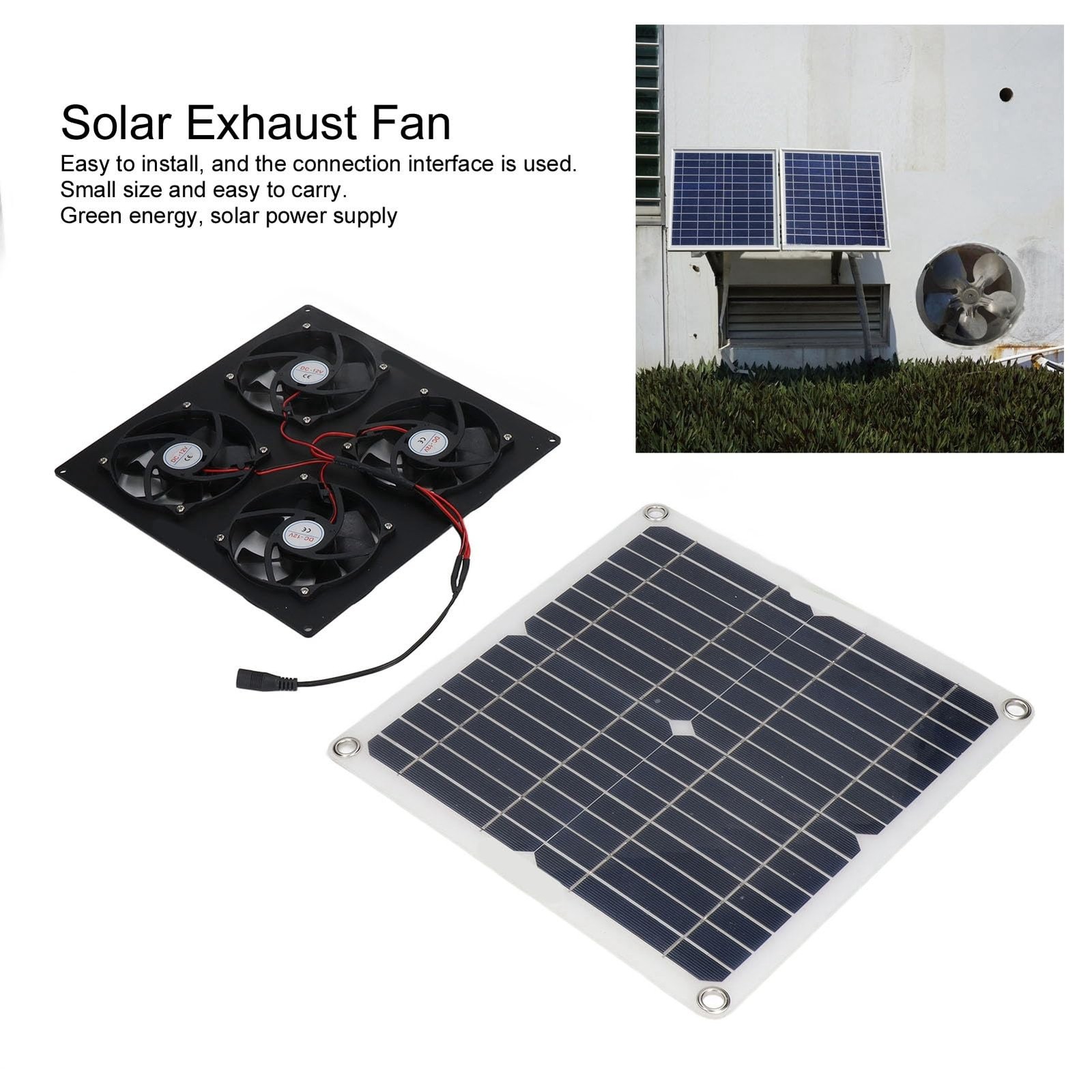 100W Solar Panel Powered Exhaust Fan Kit for RV Greenhouse