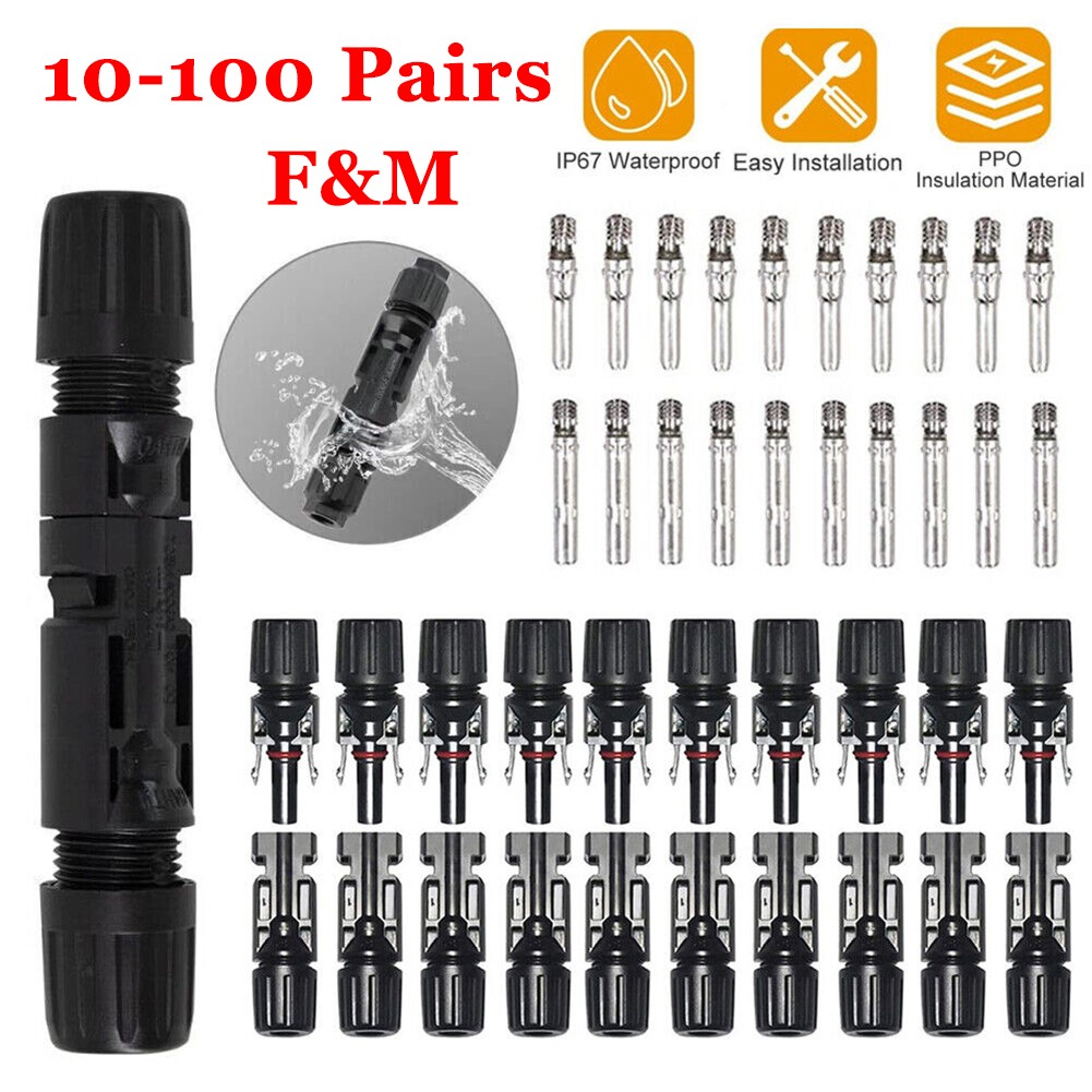 10-100 Pairs Waterproof Male Female M/F Wire Cable Connector Solar Panel Adapter