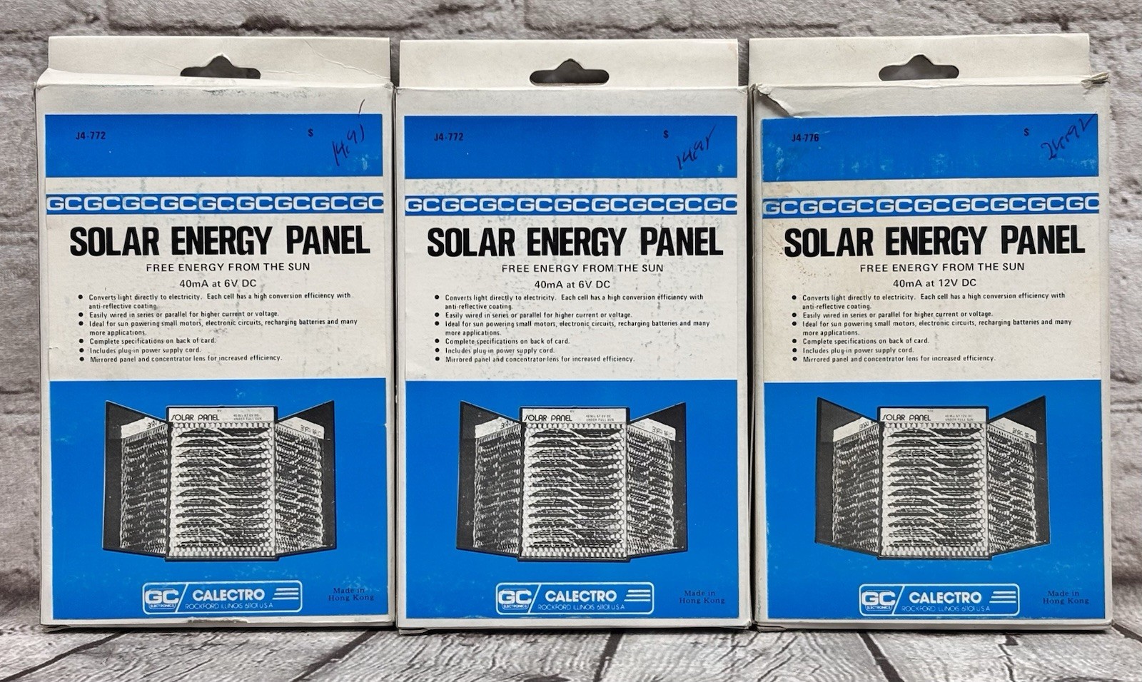 Vintage GC Calectro Solar Energy Panels NOS Lot of 3 Hong Kong J4-772 6V
