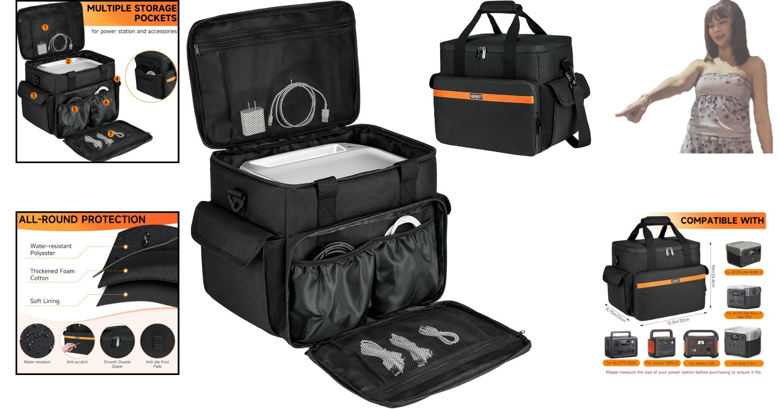 Multi-Functional Carry Bag for BLUETTI & Jackery Power Stations, 12.5″ Size