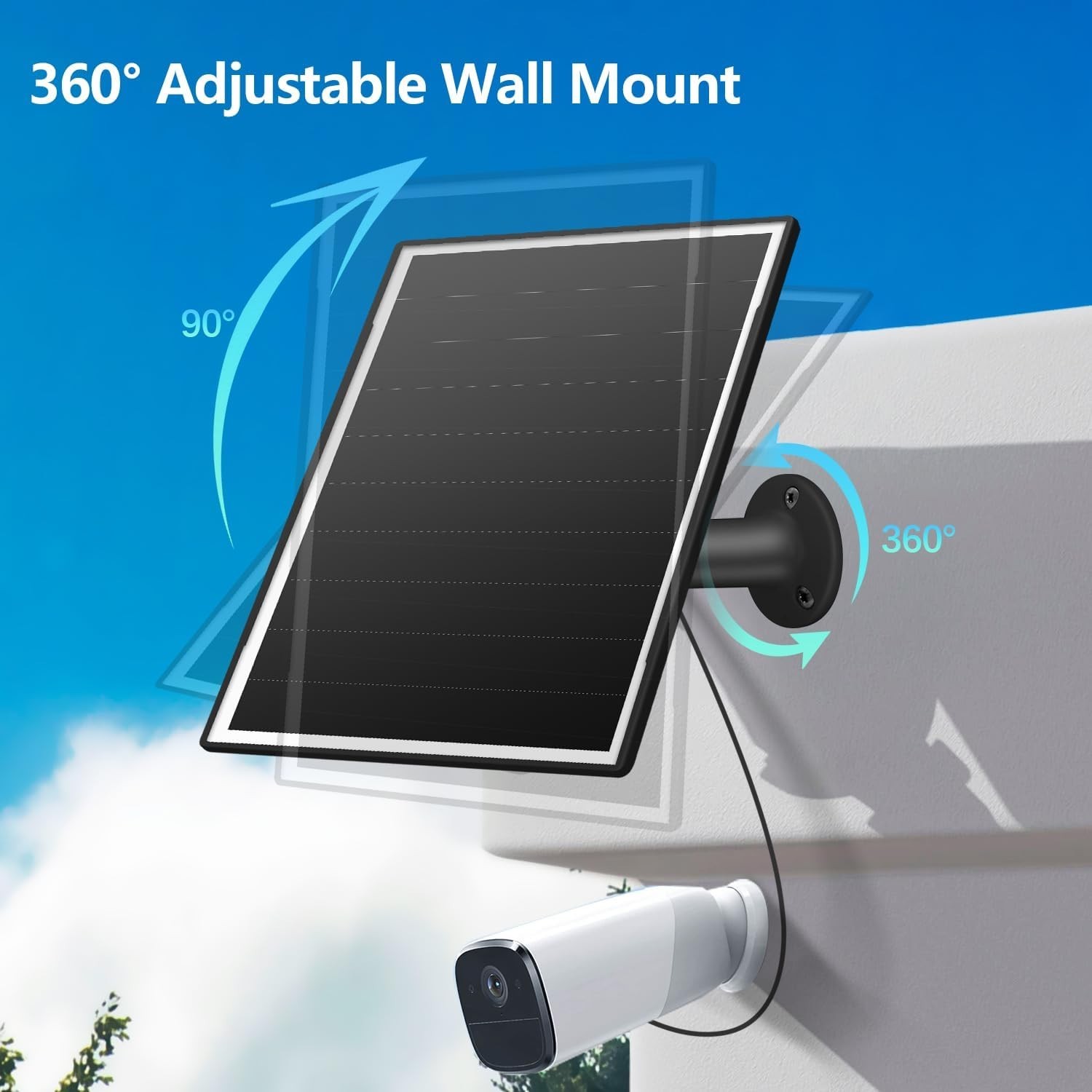 8W Solar Panel for Outdoor Security Camera, 5V Micro USB and USB – C Solar Pa…