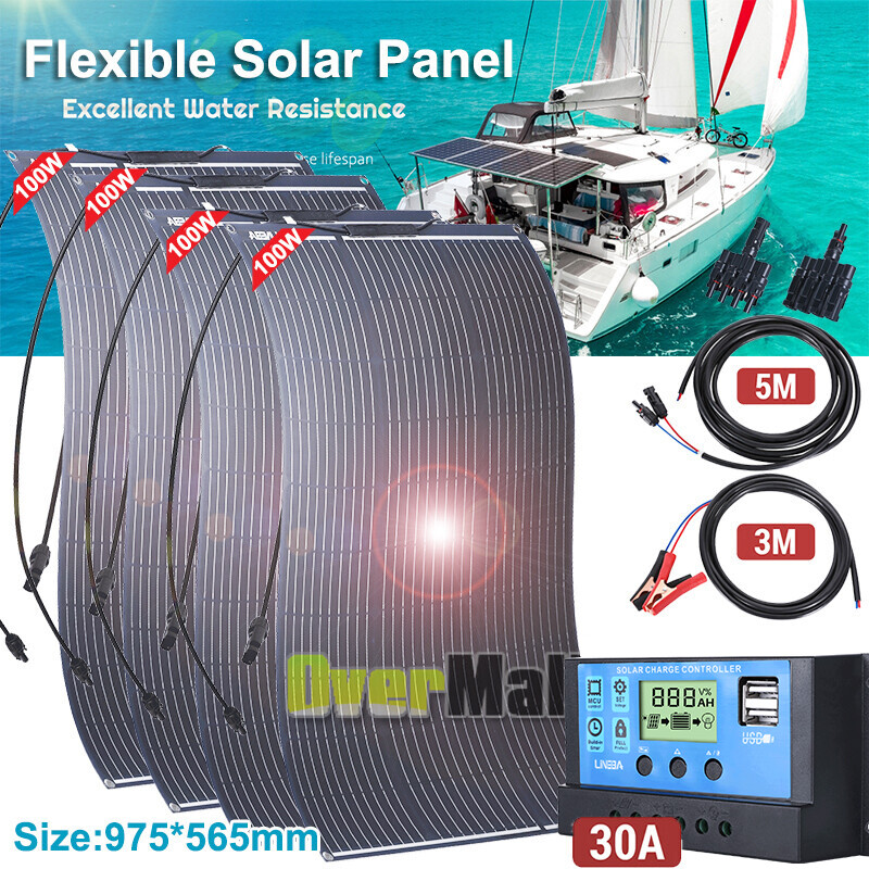 400W Watt 18V Monocrystalline Solar Panel Controller Kit 10BB Cell For Home RV