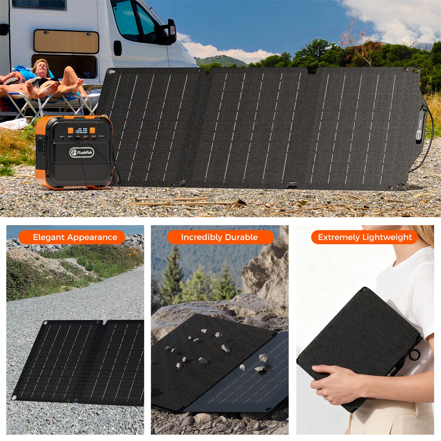 Flashfish Solar Power Generator Li-ion 120W 98Wh With Solar panel 30W US Stock