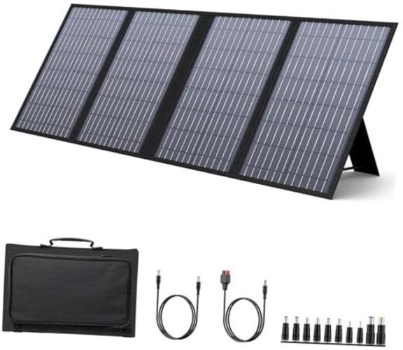 Foldable Solar Panel Charger 60W with 18V DC Output (11 Connectors) – Black/Gray