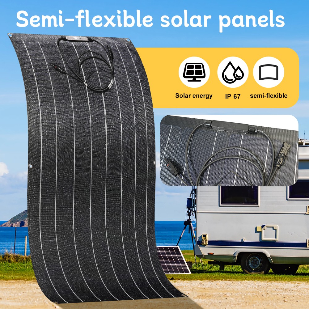 200W Flexible Solar Panel 12V Mono Module Off Grid RV Boat Camper IP67 Marine