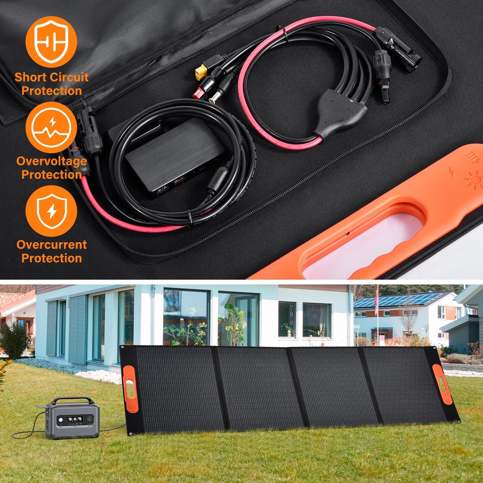 200W Solarpanel 17.6V Tragbar Faltbar Solarmodule für Camping Wohnmobil