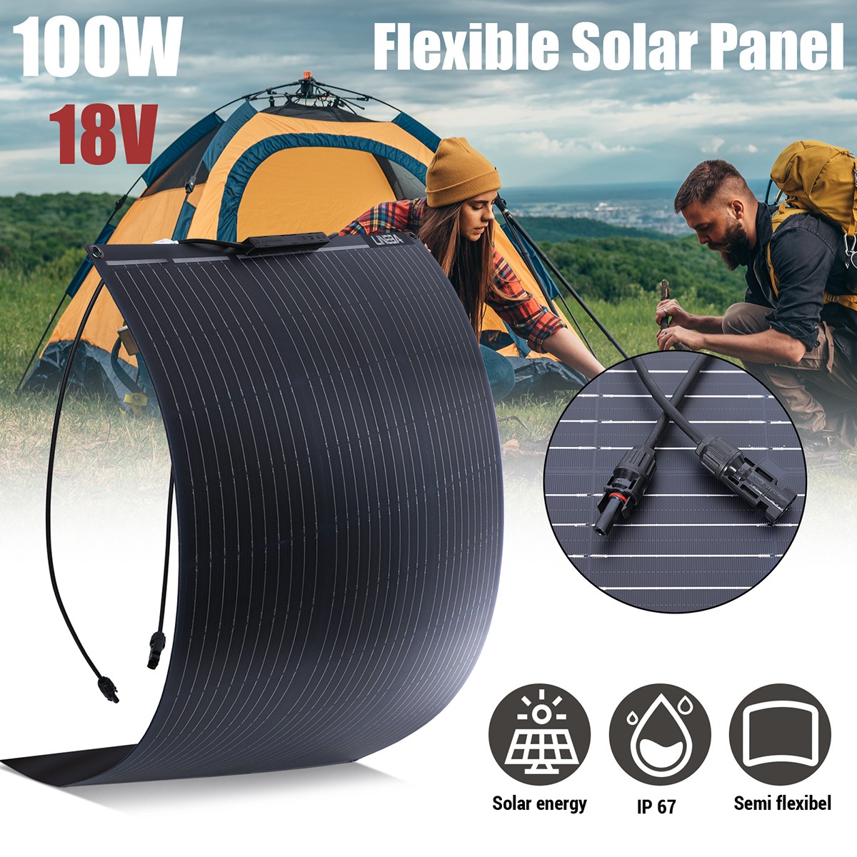 200W 400 Watt Flexible Solar Panel 18V Mono for Home RV Rooftop Camping Off-Grid