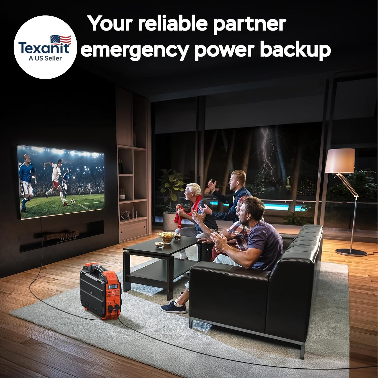 Portable Power Station 1600W (Peak 3200W), Built-In Solar Panel, 1024Wh Lifepo4