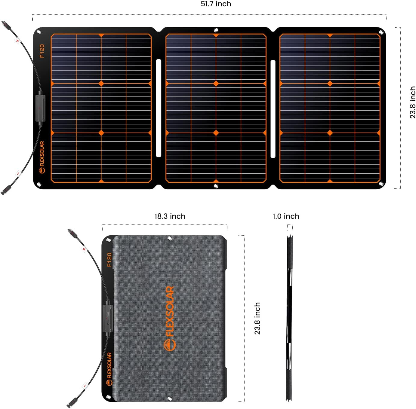 Flexsolar 120W Portable ETFE Solar Panels for Power Station Generators 20.9V Fol