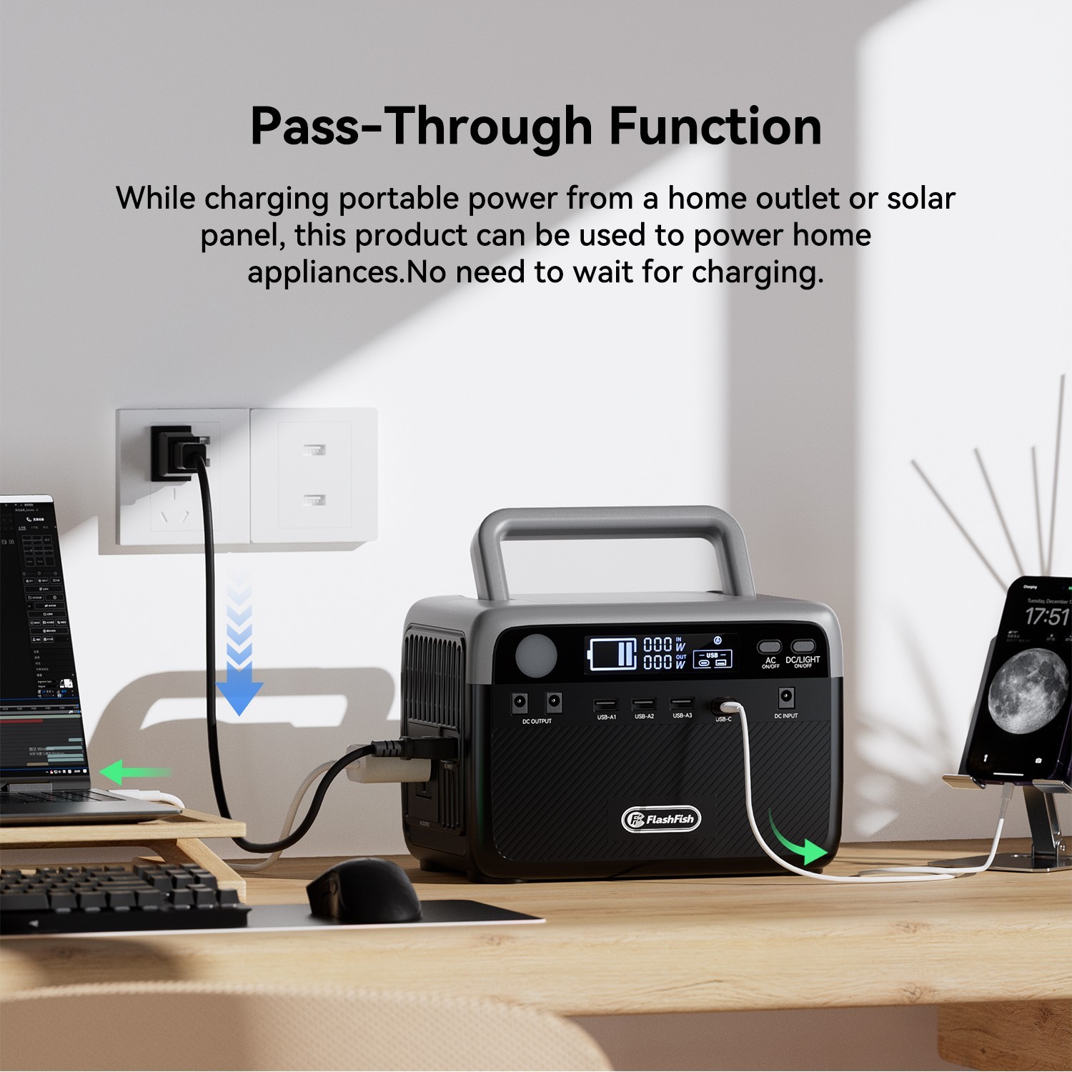 300W (600W Peak) Portable Power Station 230.4Wh LiFePO4 Solar Generator Power Ba