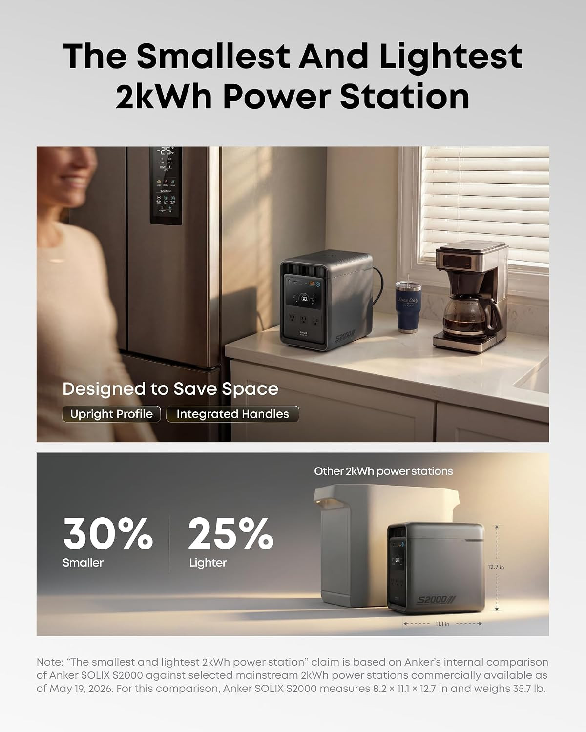 Anker SOLIX S2000 Portable Power Station with 400W Solar Panel, 1,500W (3,000W P