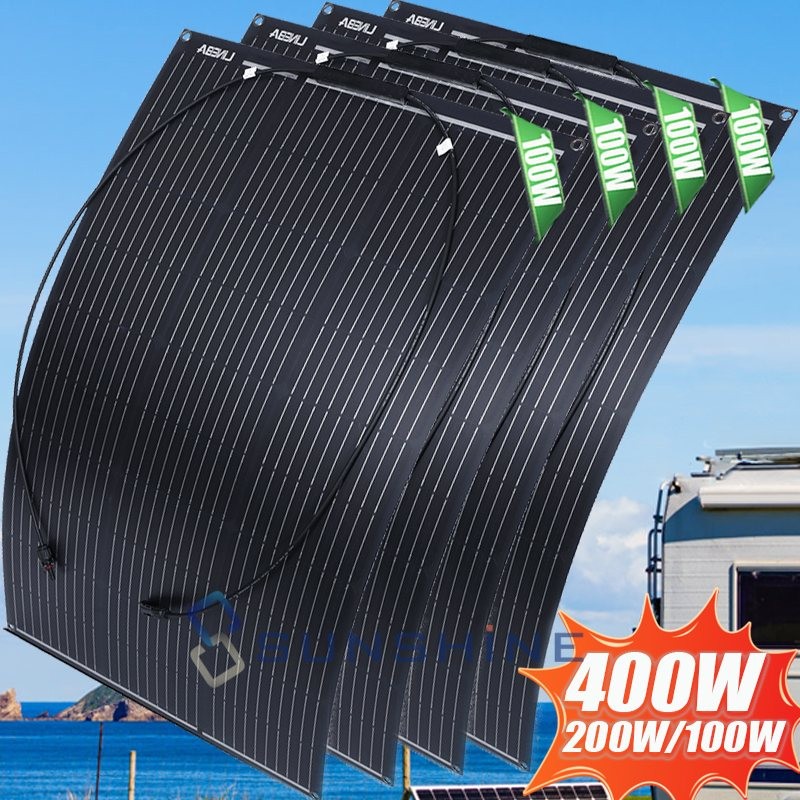 100W 200W 400W Ultra Thin Solar Panel Mono 12V P-Type Charger RV Home Off-Grid