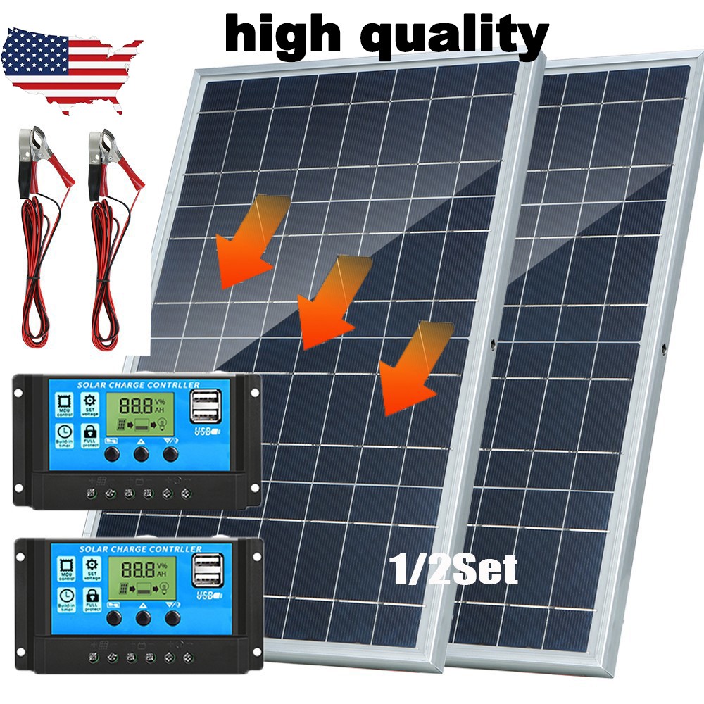 30W Solar Panel Trickle Charger 12V Solar Battery 100A W/ Controller Maintainer