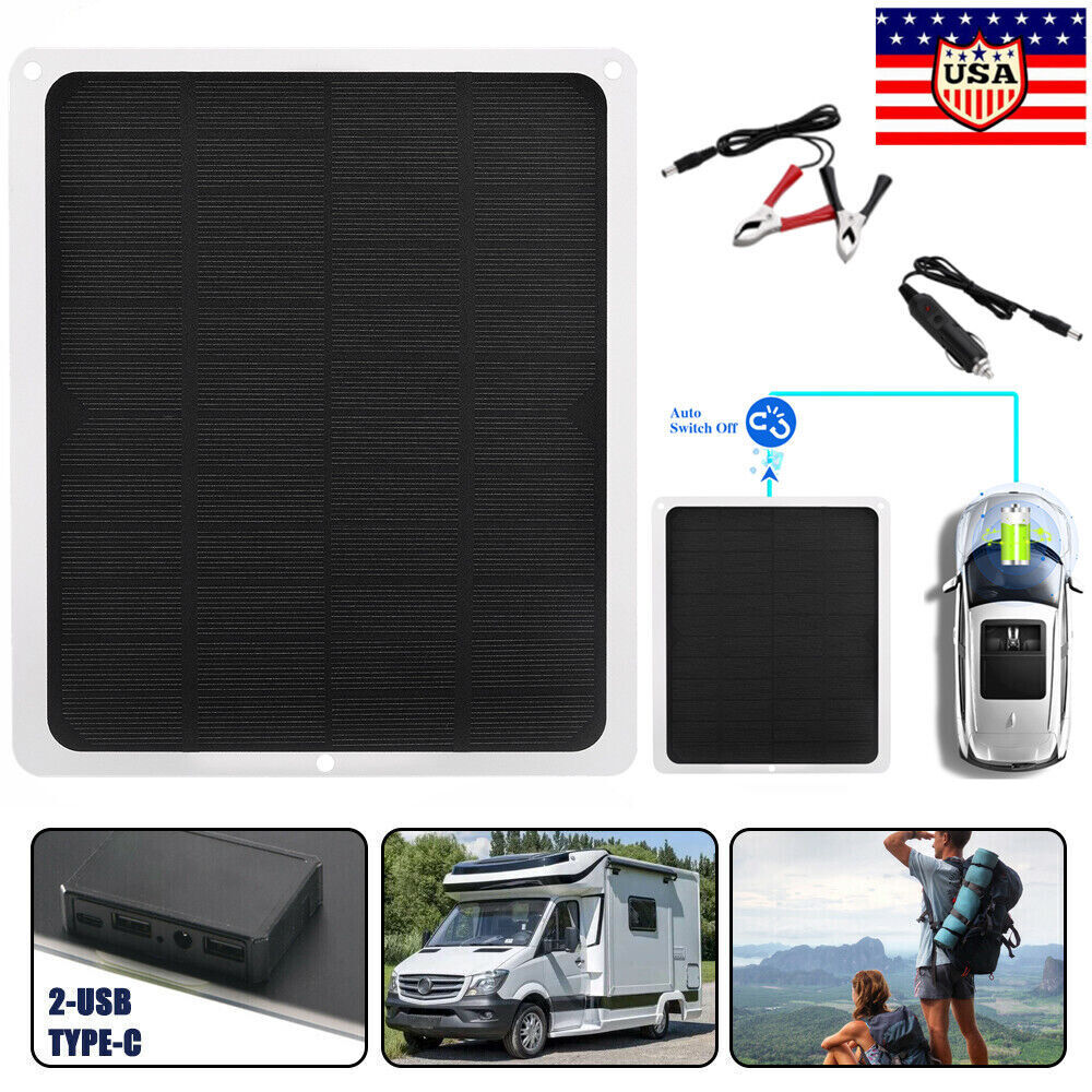 20W Solar Panel 12 Volt Trickle Battery Charger Kit For Car Van Caravan Boat