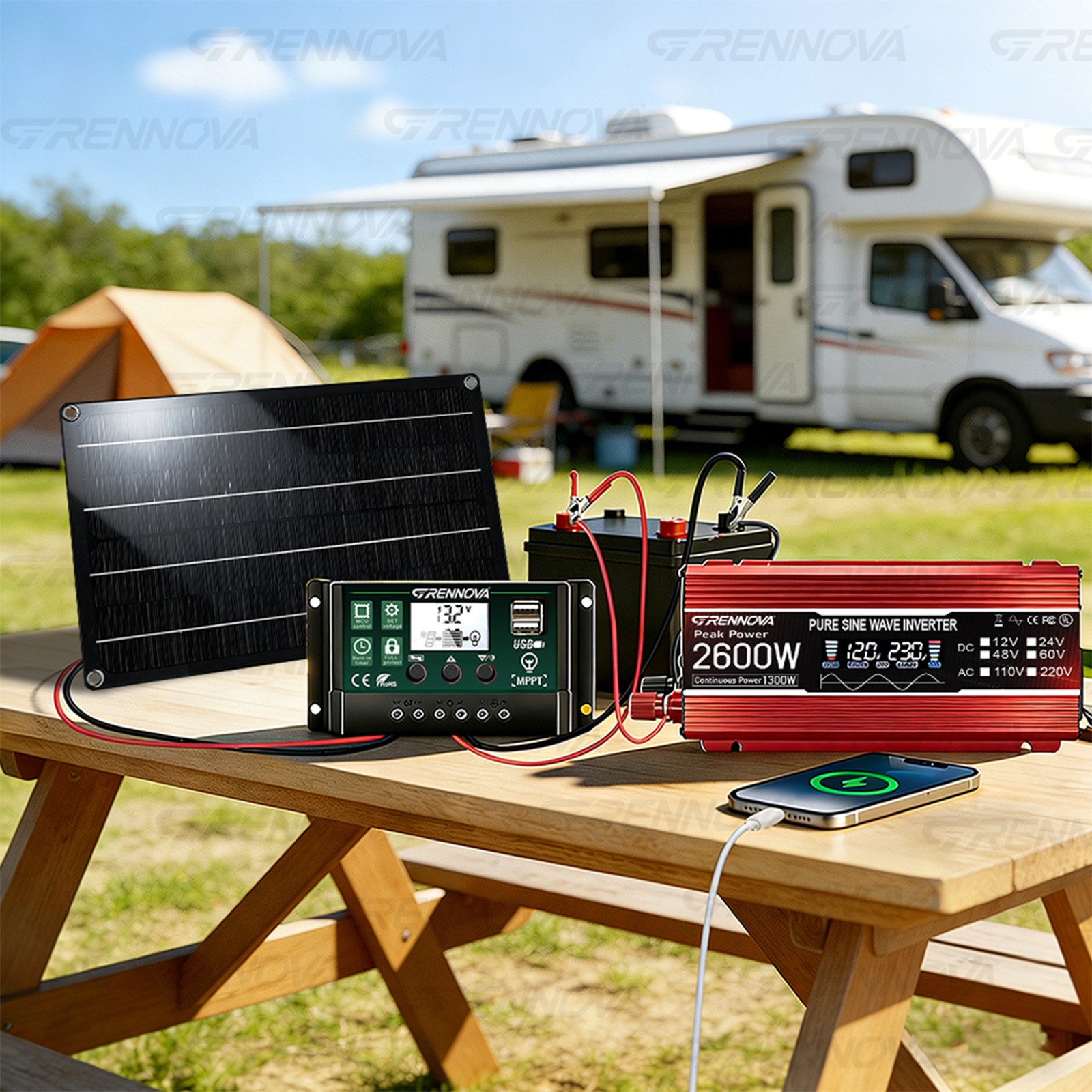 Grennova 2600W Off-Grid Solar System 50W Panel 60A MPPT Dual Voltage Inverter