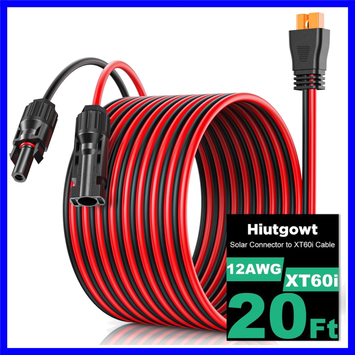 12AWG XT60i Solar Cable 20FT, Solar to XT60i Cable 3 10 15 25 30 40 50FT, Sol…