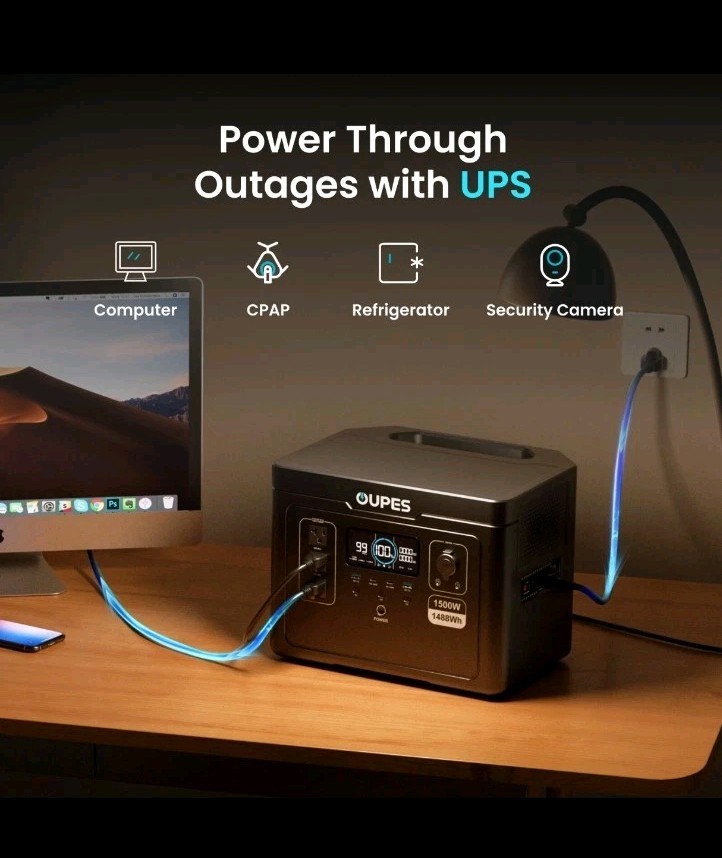 OUPES Exodus 1500 Portable Power Station 1500W/1488Wh