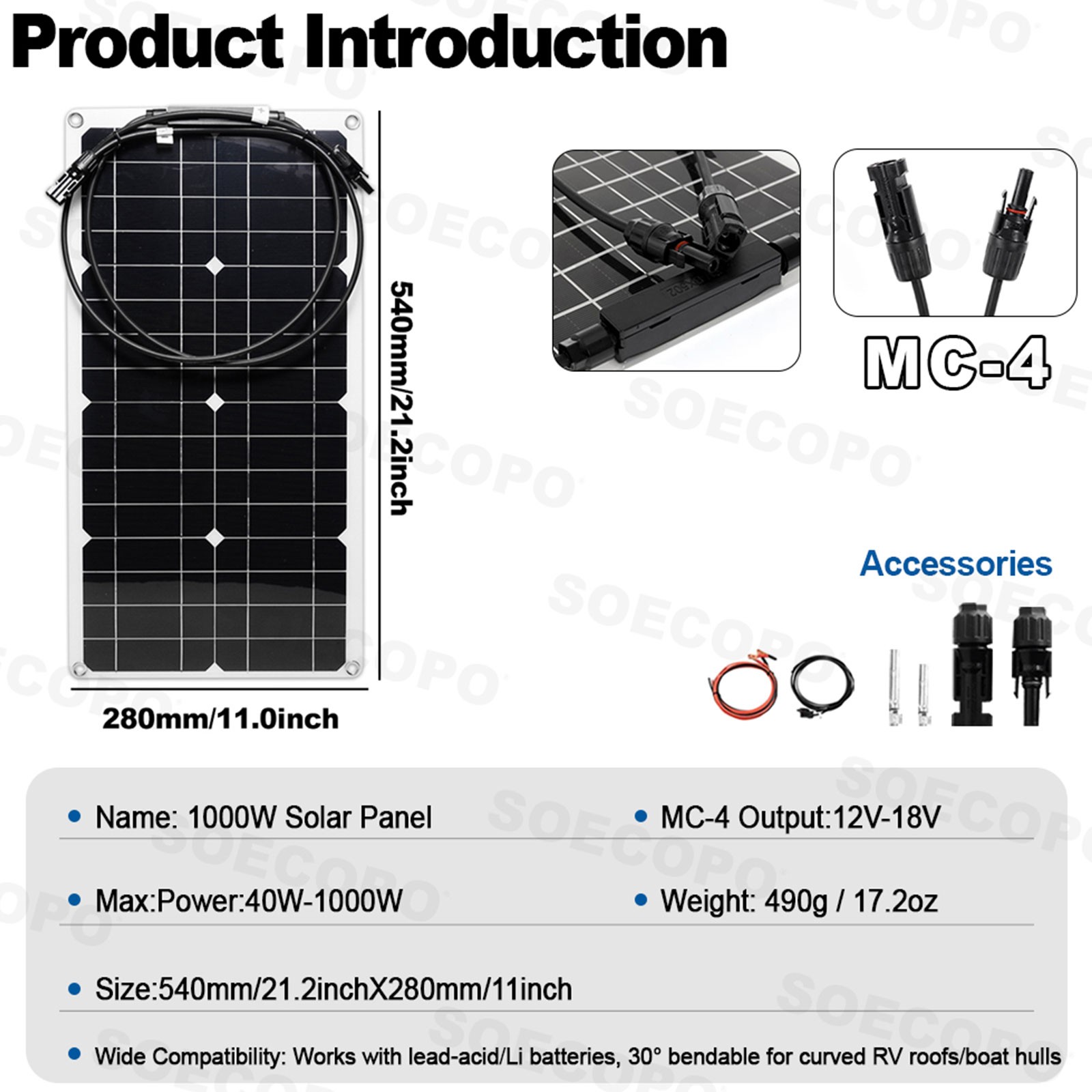 6000W Solar System Kit, Flexible Panel 100A Controller, 12V DC to 110V/220V