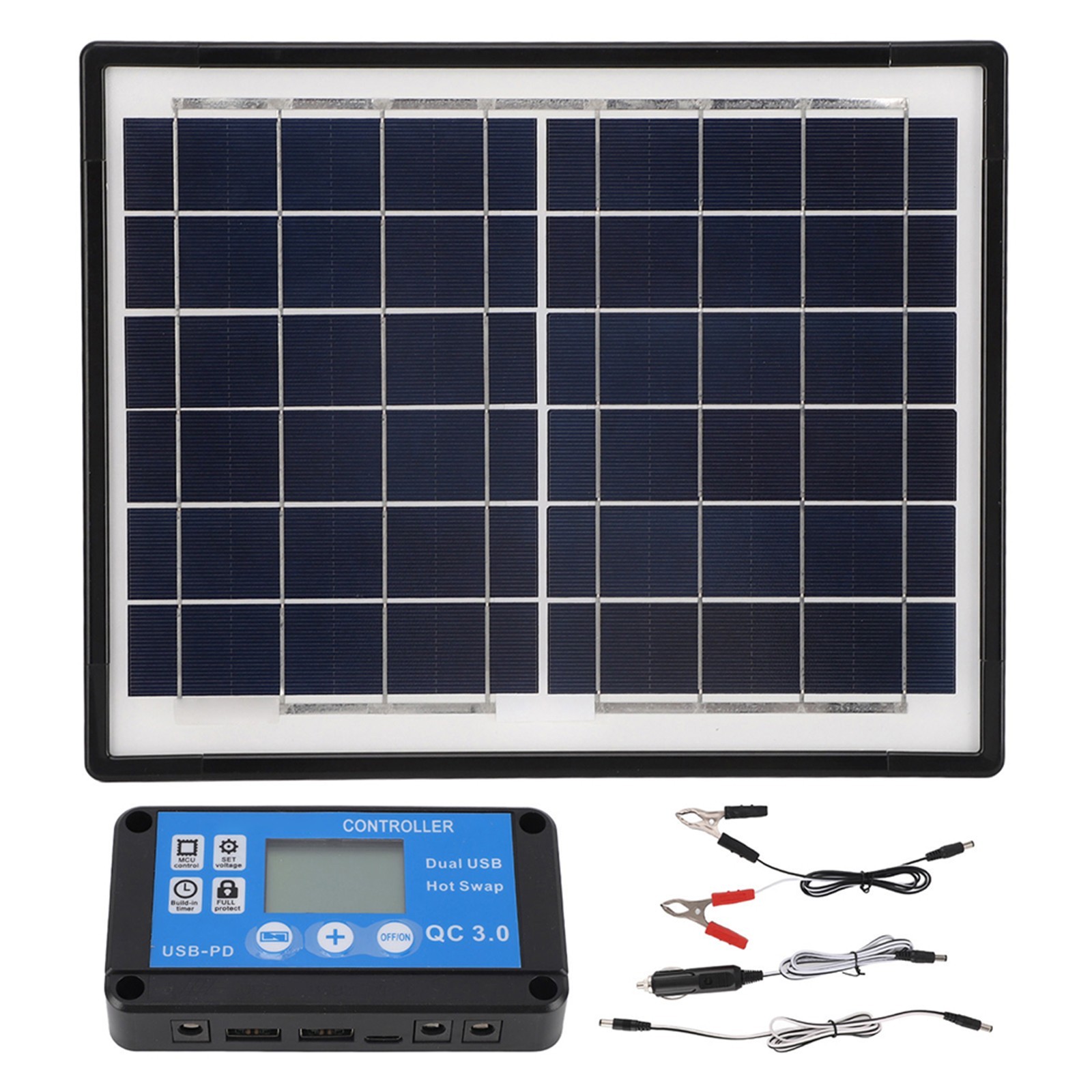 20W 6V Solar Panel for RV Boat and Motorcycle Charging Dual USB Output Ports