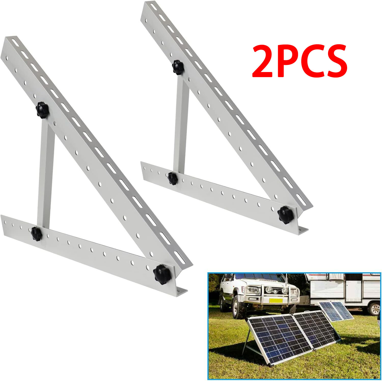 28″ Solar Panel RV Tilt Mount Brackets Ground Roof Flat Surface Adjustable Frame