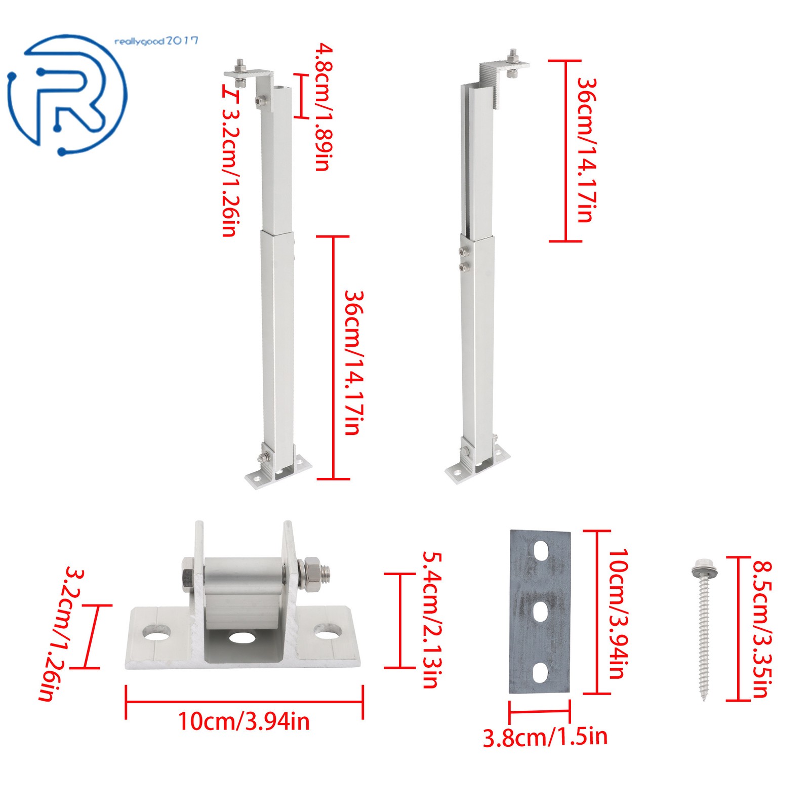 4 PK Adjustable Solar Panel Tilt Mounting Rack Brackets For RV Roof Flat Surface