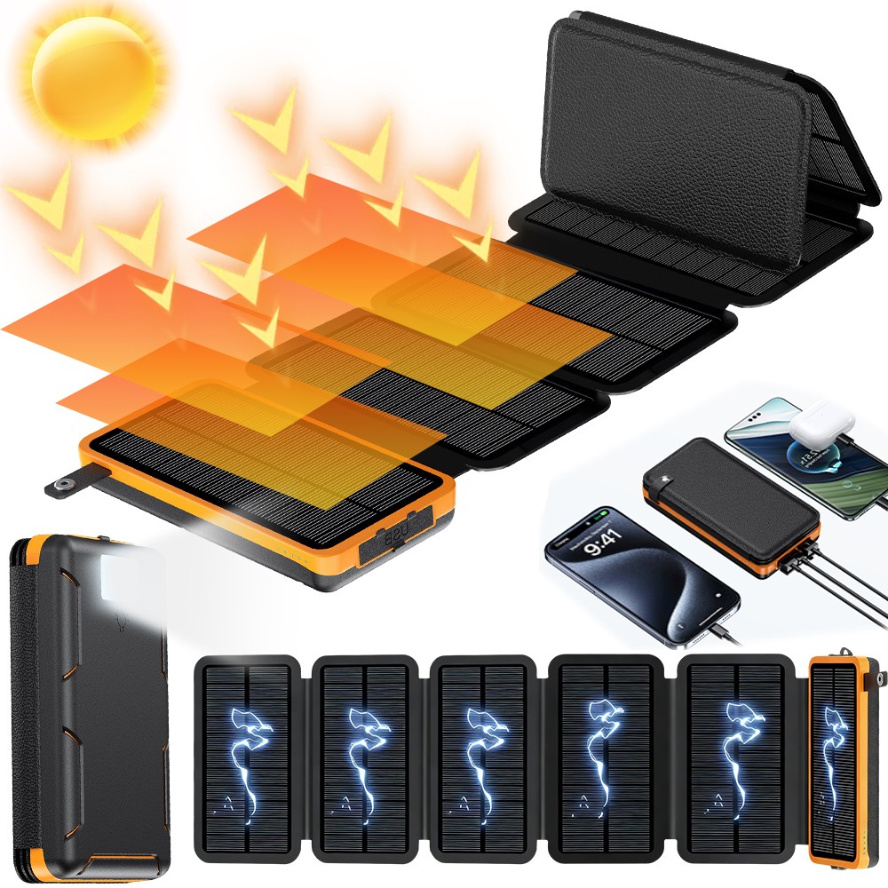 46800mAh Portable Solar Charger Foldable 6 Panels Power Bank Waterproof Camping