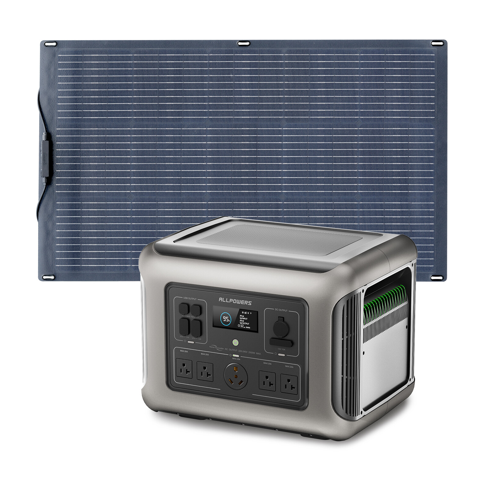 ALLPOWERS 100W Mono Flexible Solar Panel With 2500W Portable Power Station RV