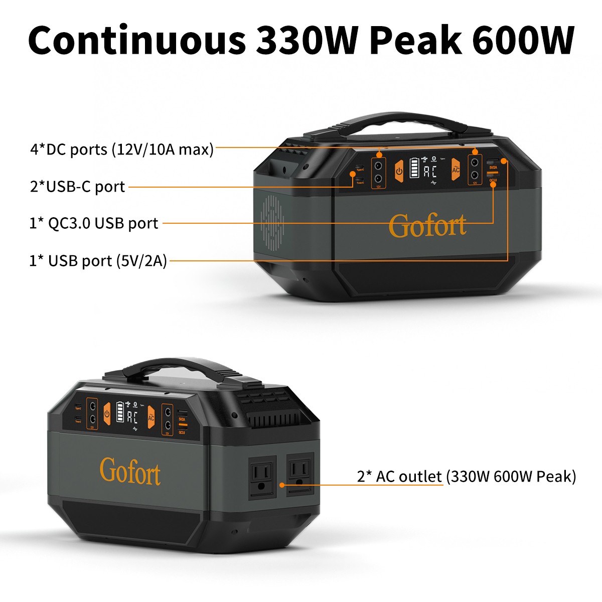 Flashfish P56 Portable Power Station 330W 299Wh With 60W18V Foldable Solar Panel