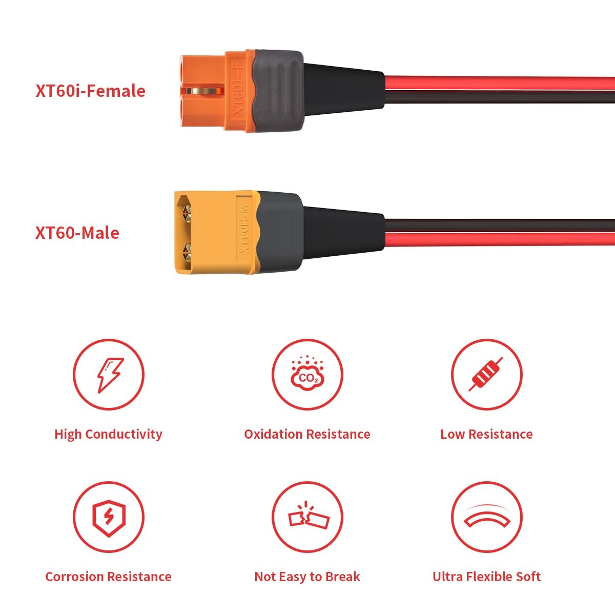 ELFCULB XT60i to XT60 Cable 2FT 10AWG