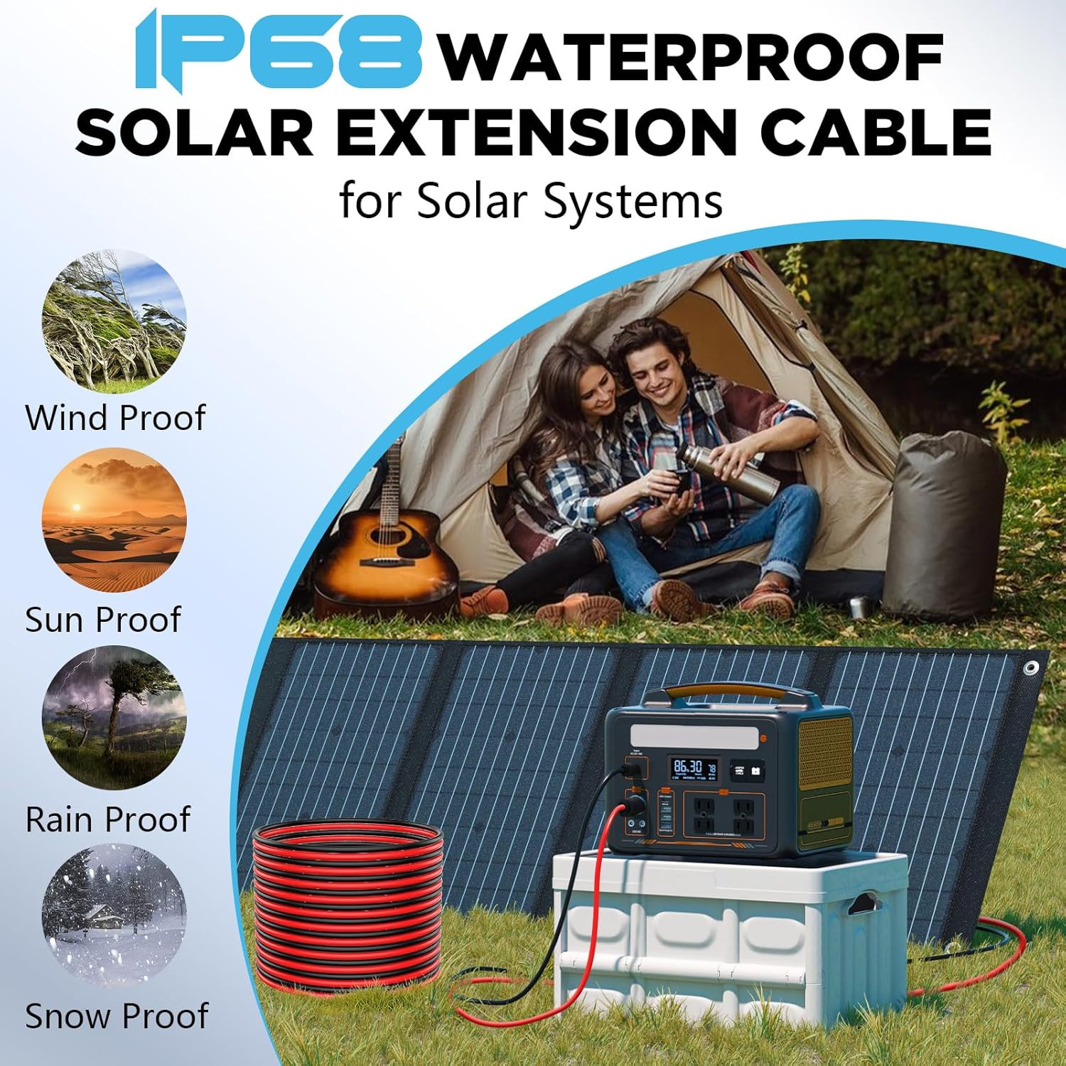 2X200Ft Solar Wire 10AWG, Solar Cables, Solar Extension Cable, 10 Gauge Tinned C