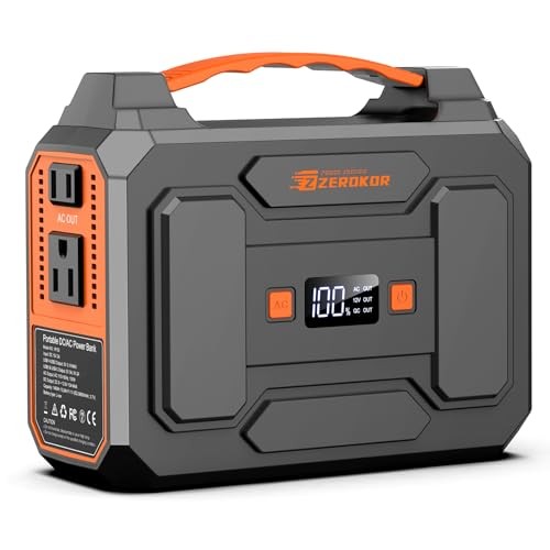Portable Power Station 100W, Power Pack with 110V AC Outlet, Grey Orange
