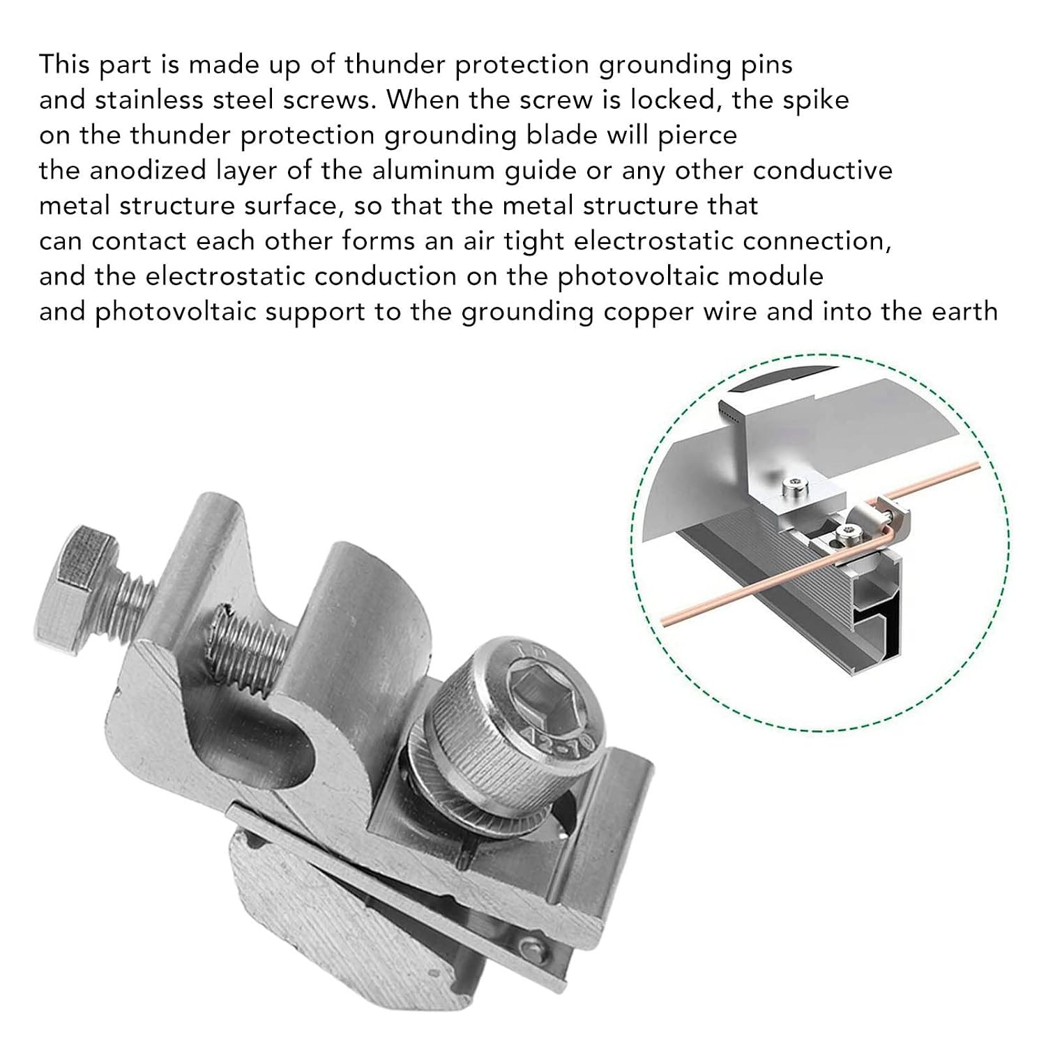 10PCS Solar Mounting System Grounding Clip Lug Bracket Clamps Photovoltaic Suppo