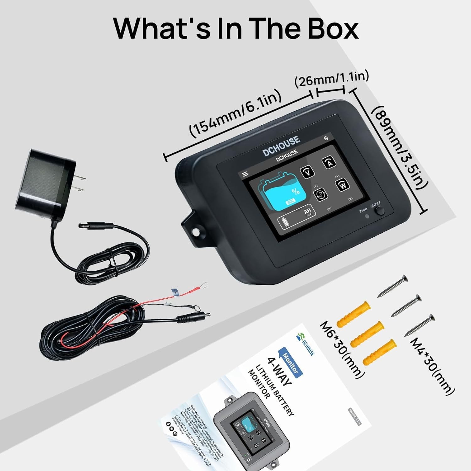 DC HOUSE 4-Way Bluetooth Lithium Battery Monitor Range 8-75V & Custom Alarm