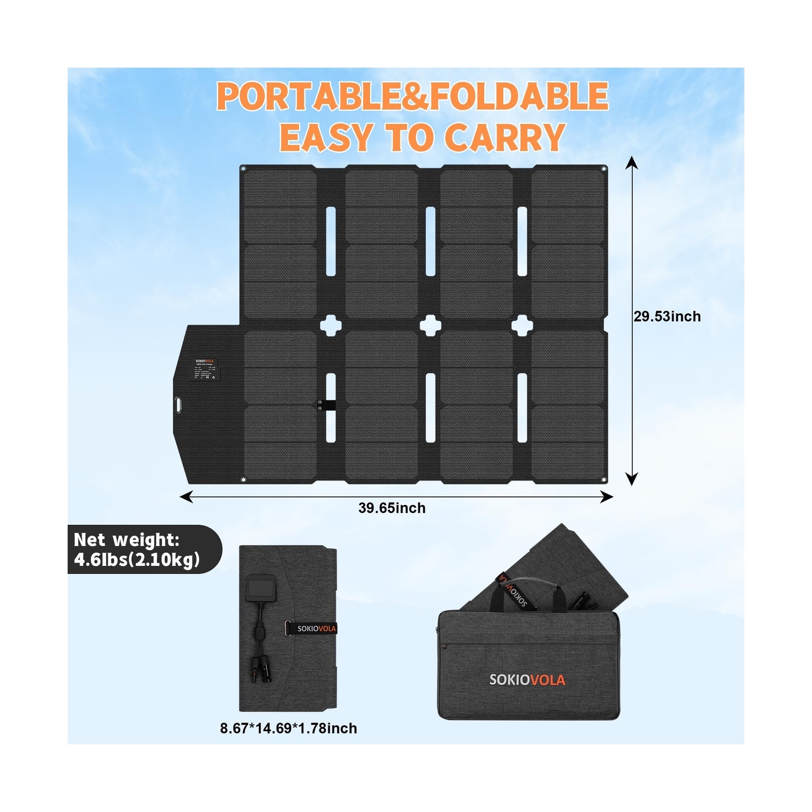 100W Portable Solar Panel MC-4 Foldable Solar Panel Charger Kits 18V IP68 Wat…