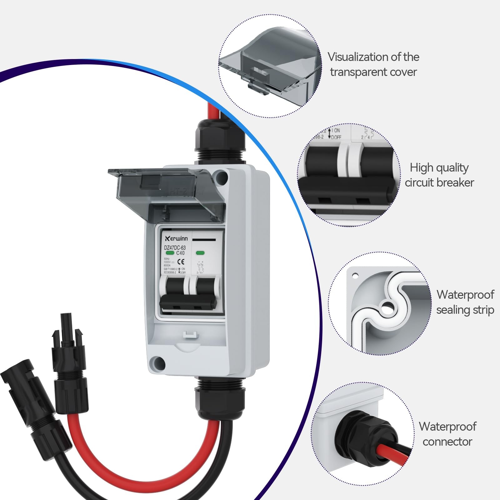 Solar Disconnect Switch,1000V 40A Solar Panel Disconnect Switch,IP73 Waterpro…