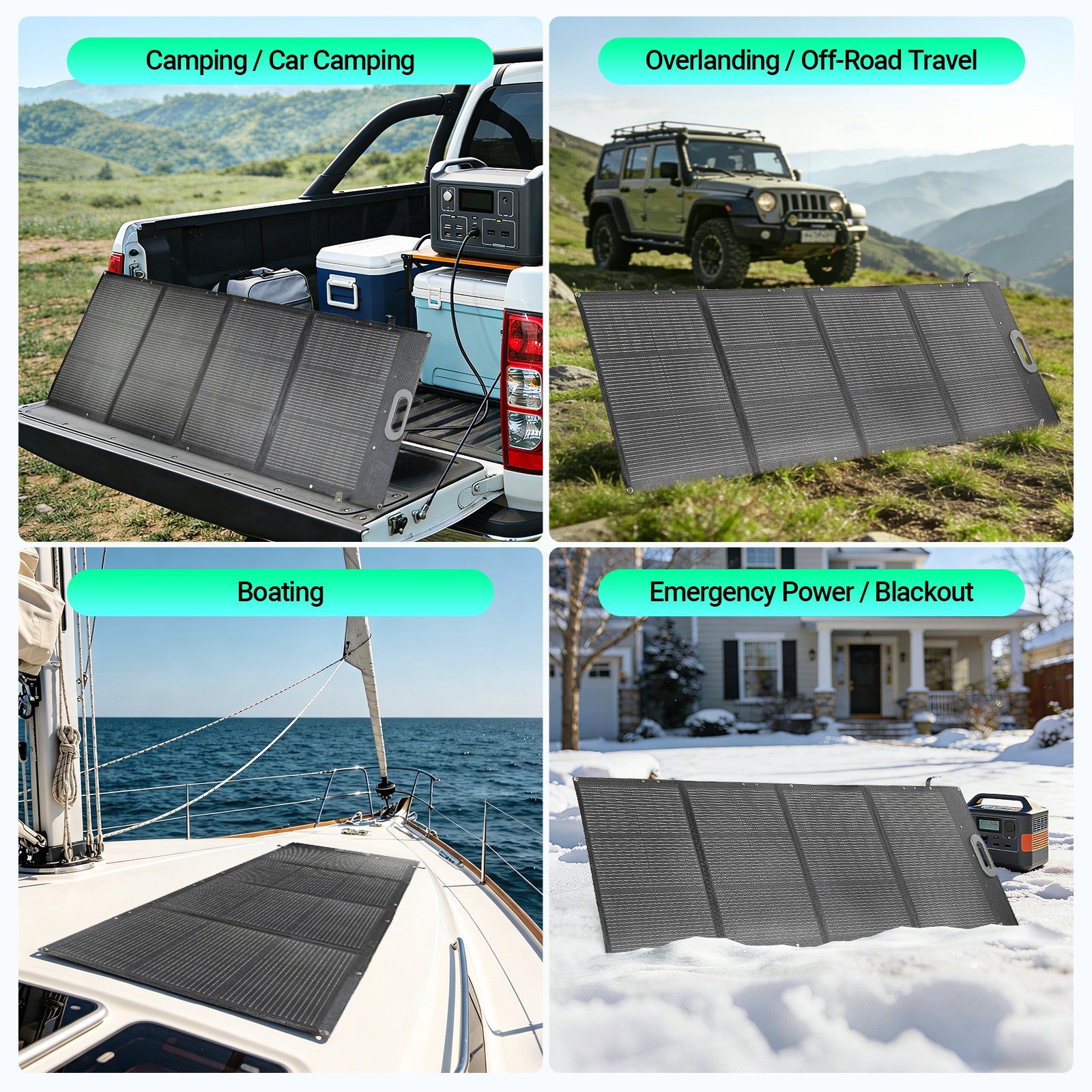 HQST Ultra-Light 200W Foldable Portable Solar Panel | 25% Efficiency, IP67