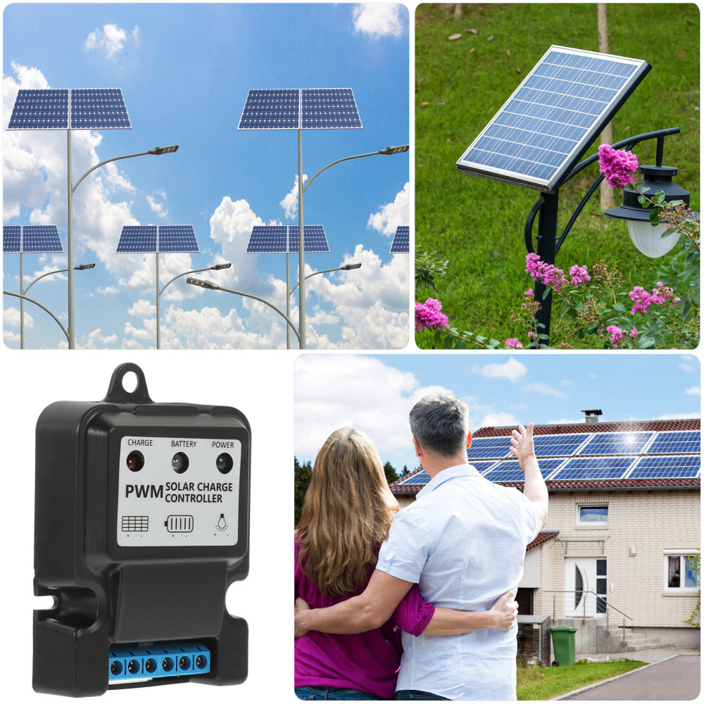 6V 12V 10A Auto Solar Panel Charge Controller Battery Charger Regulator Black