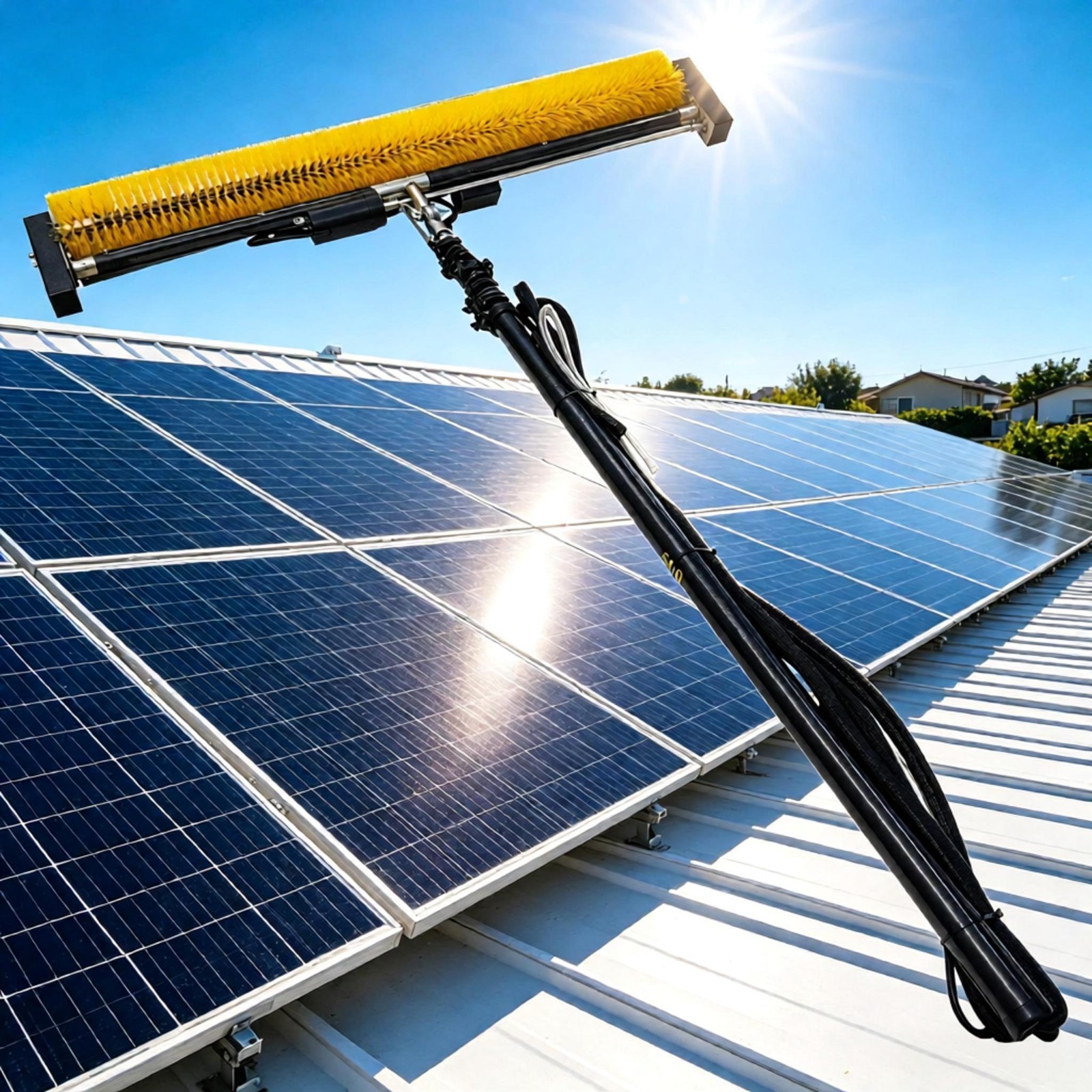 3.5M Electric Solar Panel Cleaner for Roof Mounted & Commercial PV Systems
