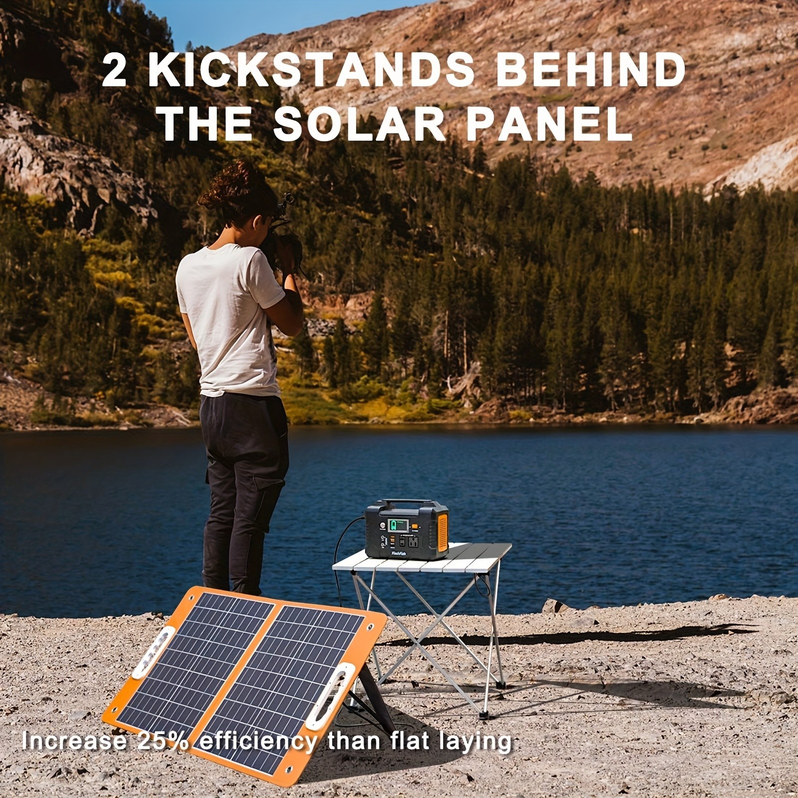 200W Portable Power Station with 60W Foldable Solar Panel for Outdoor Camping