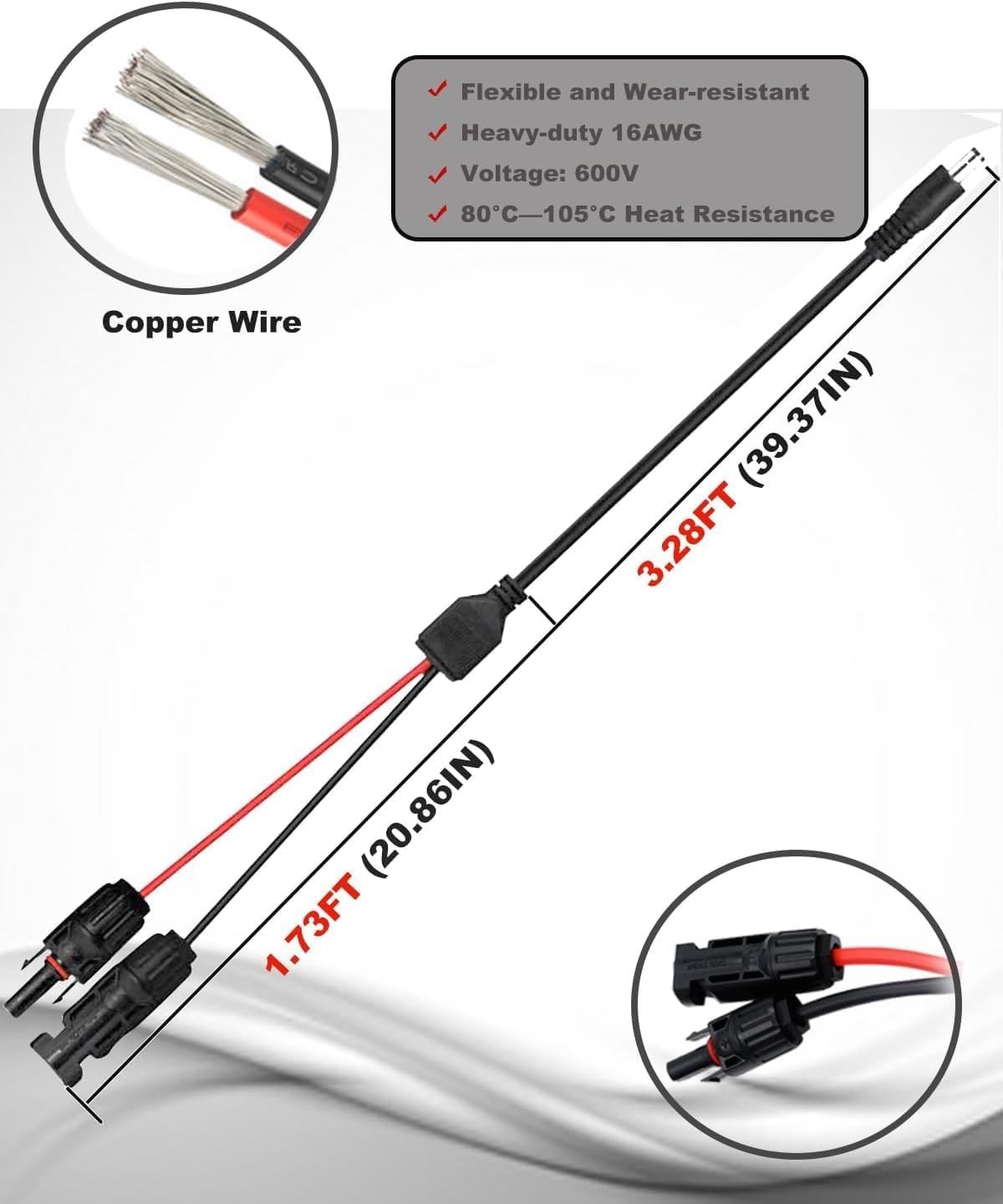Solar Panel Adapter for Jackery to DC 5.5×2.1mm Extension Power Cable with DC…