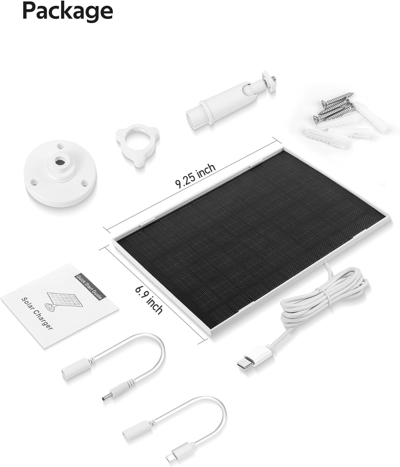 Versatile 6.5W Solar Charger for Security Cameras with Type-C & Micro USB Ports