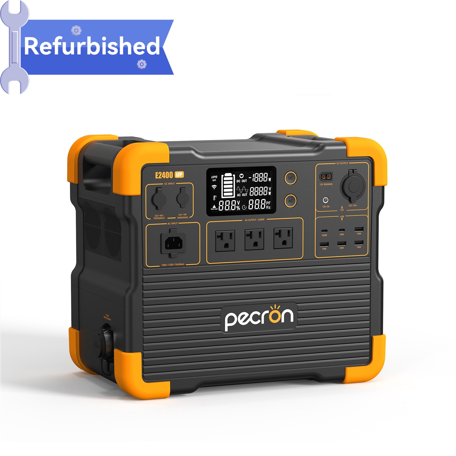 PECRON Used E2400LFP Portable Power Station 2048Wh Lifepo4 Battery Backup 2400W