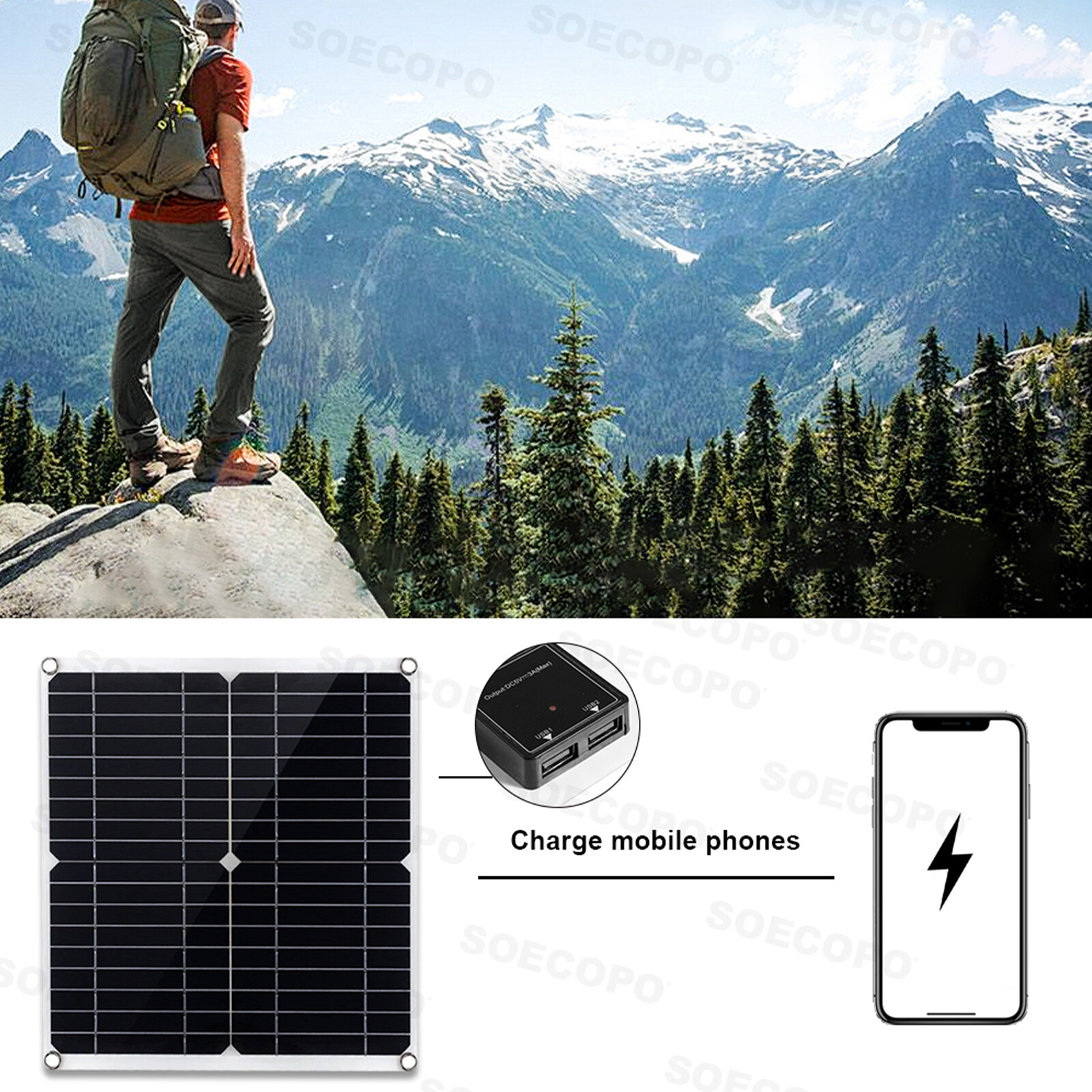 7000W Solar Kit 12V 110V Inverter Battery ChargerLighting/Camping W/300W Panels