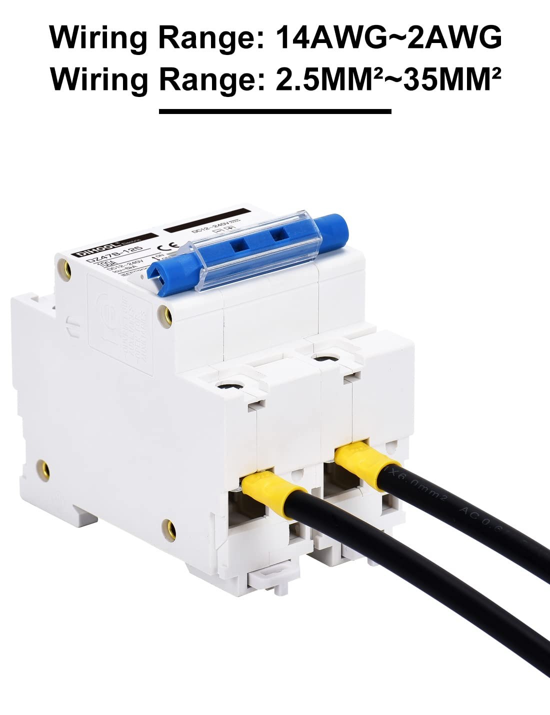 DC Circuit Breaker,100A 2 Pole,12V to 240 Volt Solar Disconnect Switch,DIN Rail