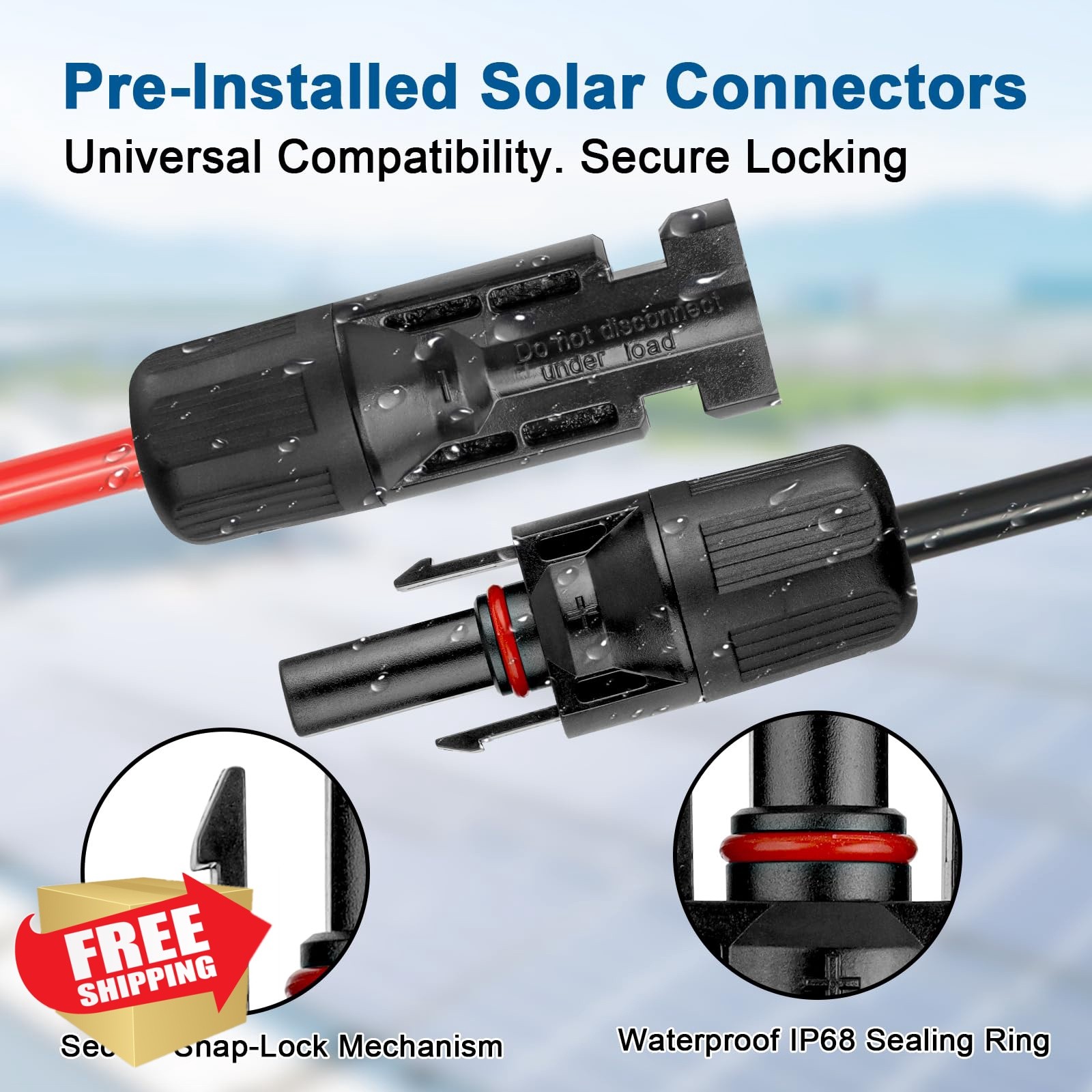 XRDS-RF 10AWG 2FT Solar Extension Cable 2pk Red Black