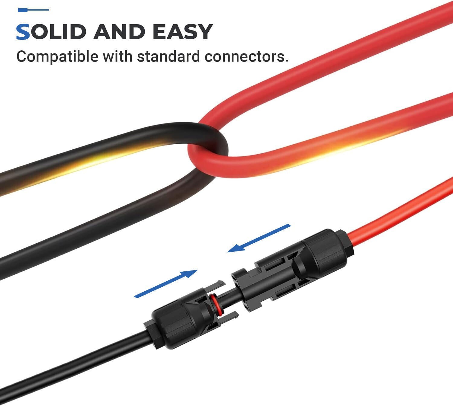 20/30ft 10AWG Solar Panel Extension Cable Female+Male Connectors Waterproof IP67