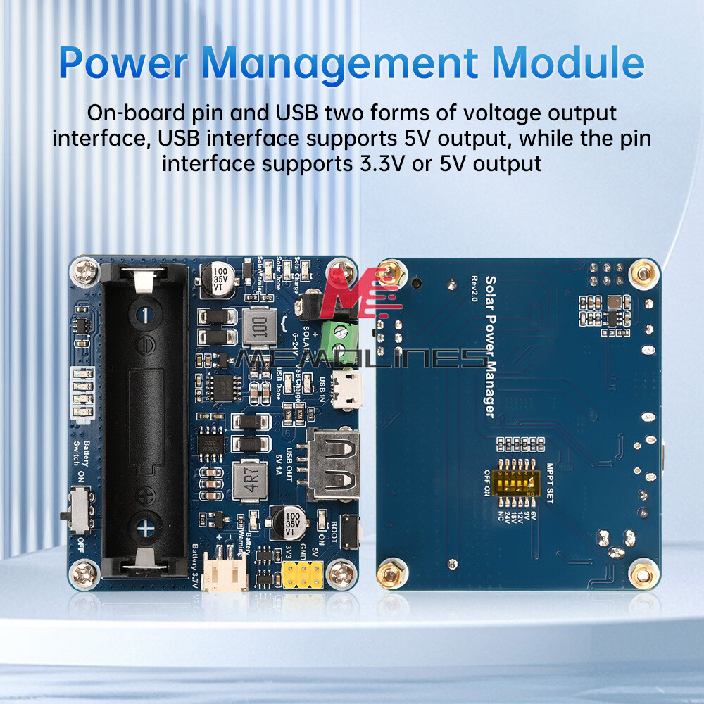 Power Manager Module for 6V~24V Solar Panel Support MPPT USB Battery Charging