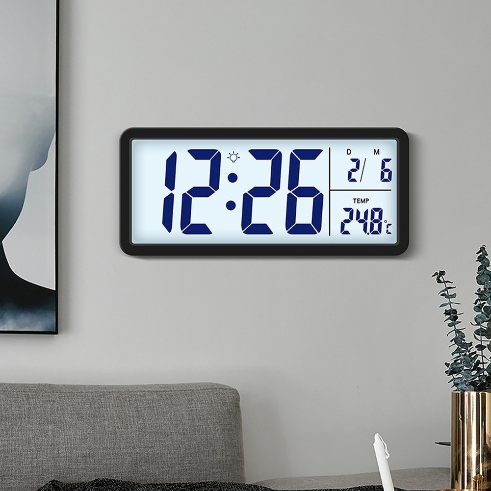 Indoor Climate Digital Wall Clock LCD Nordic Style Temperature Humidity Display
