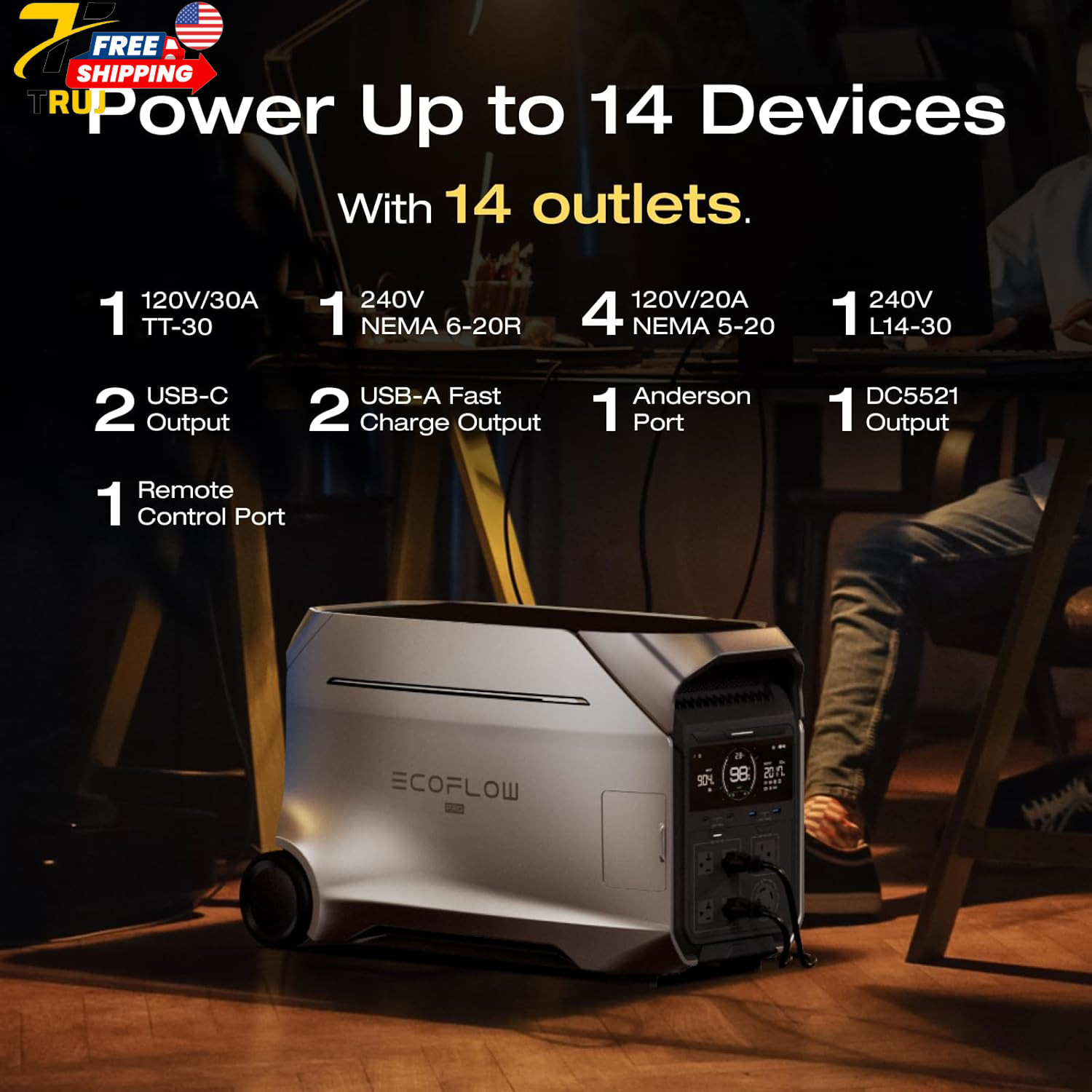 Solar Generator for Home Use Camping DELTA Pro 3 Portable Power Station 4000W